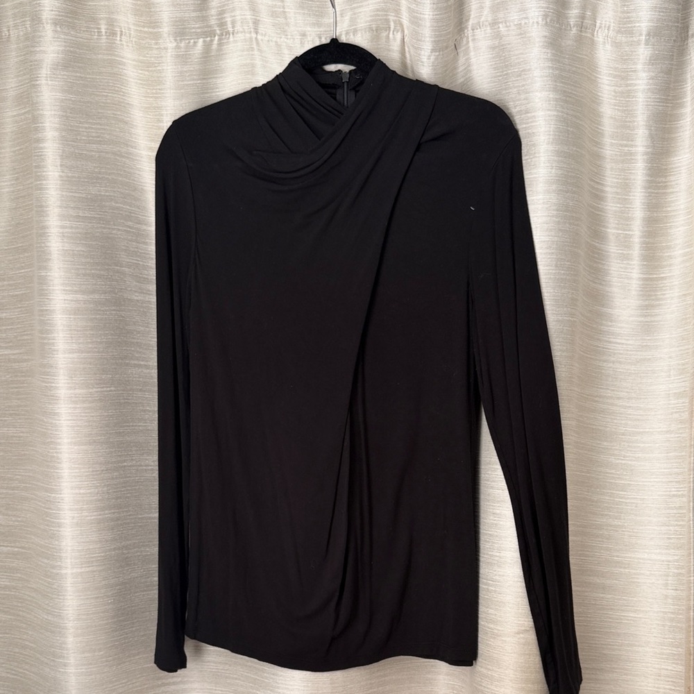 Elie Tahari Black Draped Long Sleeve Top